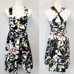 New Directions Floral Print Crisscross Back Dress 10 Cottagecore Romantic Chic